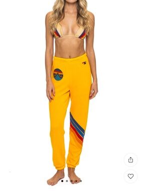 Aviator Nation Golden Yellow Retro Stripe Joggers & hoodie